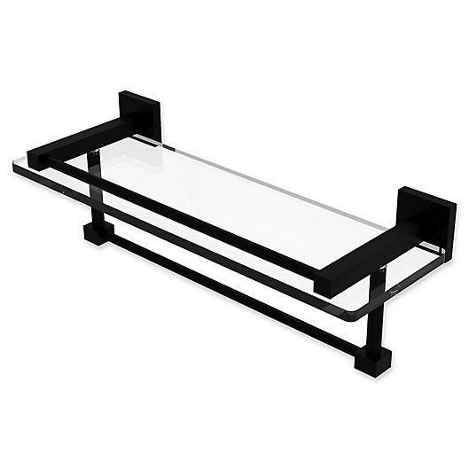 Alternate image 1 for Allied Brass Montero Collection 16-Inch Gallery Glass Shelf with Towel Bar in Matte Black