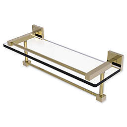Allied Brass Montero Collection 16-Inch Gallery Glass Shelf with Towel Bar in Unlacquered Brass