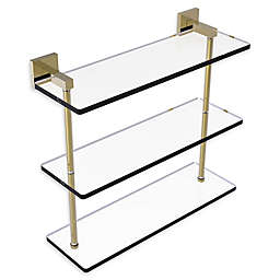 Allied Brass Montero Collection 16-Inch Triple-Tiered Glass Shelf in Unlacquered Brass