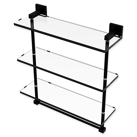 Alternate image 1 for Allied Brass Montero Collection 16-Inch Triple Glass Shelf with integrated towel bar