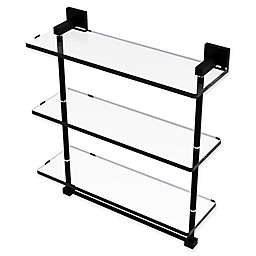 Allied Brass Montero Collection 16-Inch Triple Glass Shelf with integrated towel bar