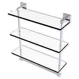Allied Brass Montero Collection 16-Inch Triple Glass Shelf with towel bar in Polished Chrome
