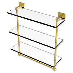 Allied Brass Montero Collection 16-Inch Triple Glass Shelf with towel bar in Polished Brass