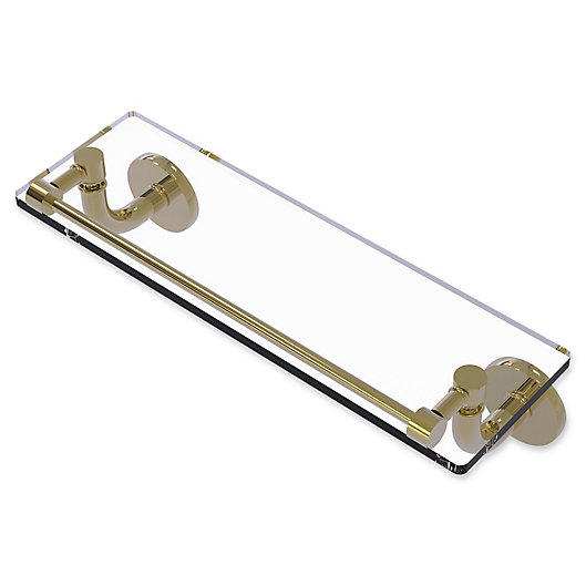 Alternate image 1 for Allied Brass Remi Collection 16-Inch Glass Vanity Shelf with Gallery Rail in Unlacquered Brass
