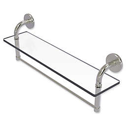 Allied Brass Remi Collection 22-Inch Glass Vanity Shelf with Integrated Towel Bar in Satin Nickel