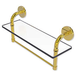 Allied Brass Remi Collection 16-Inch Glass Vanity Shelf with Integrated Towel Bar in Polished Brass
