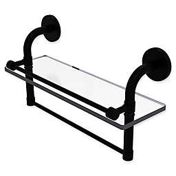 Allied Brass Remi Collection 16-Inch Gallery Glass Shelf with Towel Bar in Matte Black