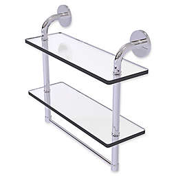 Allied Brass Remi Collection 16-Inch Double Glass Shelf with Integrated Towel Bar in Polished Chrome