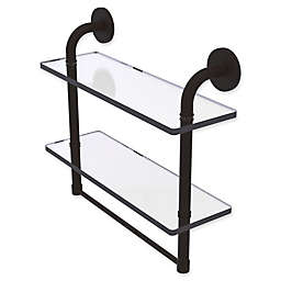 Allied Brass Remi Collection 16-Inch Double Glass Shelf with Towel Bar in Oil Rubbed Bronze