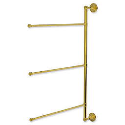 Allied Brass Dottingham 3-Swing Arm Vertical 28-Inch Towel Bar in Polished Brass