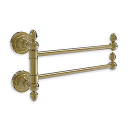 Allied Brass Dottingham Collection 2-Swing Arm Towel Rail in Unlacquered Brass