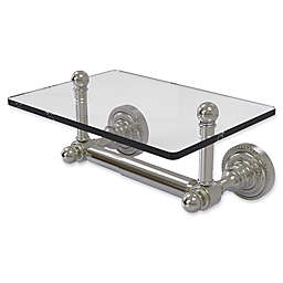 Allied Brass Dottingham Collection 2-Post Toilet Paper Holder with Glass Shelf