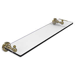 Allied Brass Dottingham 22-Inch Glass Shelf with Beveled Edges in Unlacquered Brass