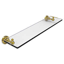 Allied Brass Dottingham Collection 22-Inch Glass Shelf with Beveled Edges in Polished Brass