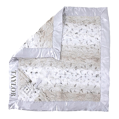 Zalamoon Plush Luxie Pocket Monogram Blanket with Pocket and Holder in Snow Leopard. View a larger version of this product image.