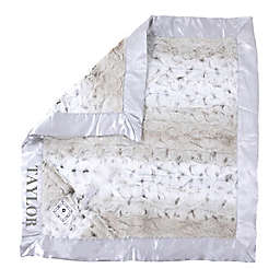 Zalamoon Plush Luxie Pocket Monogram Blanket with Pocket and Holder in Snow Leopard