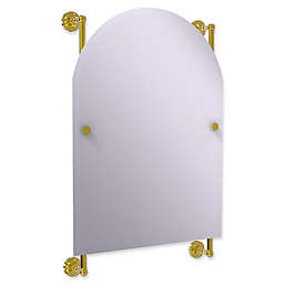 Allied Brass Dottingham Arched Top Frameless Rail Mounted Mirror in Polished Brass