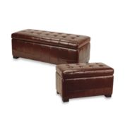 Safavieh Hudson Leather Manhattan Storage Bench in Cordovan