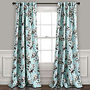 Tania Floral 84-Inch Back Tab Room Darkening Window Curtain Panel in Blue (Single)
