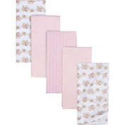Gerber&reg; 5-Pack Elephants Flannel Blankets in Pink