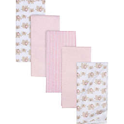 Gerber® 5-Pack Elephants Flannel Blankets in Pink