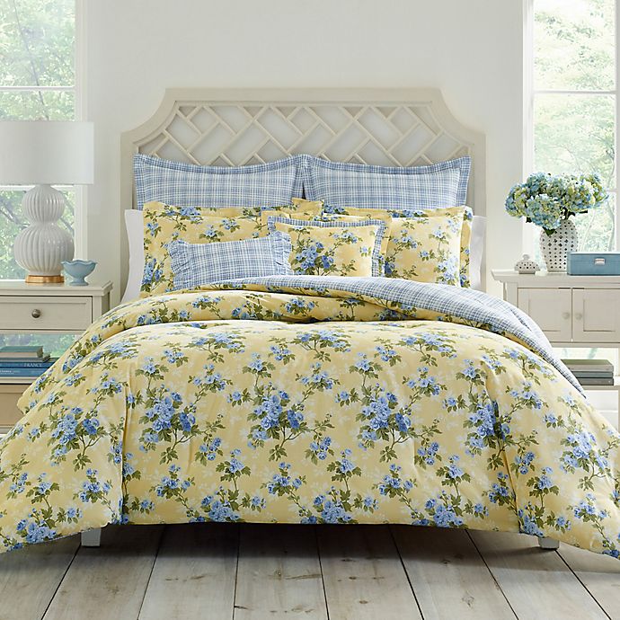 Laura Ashley® Cassidy Twin Comforter Set in Yellow