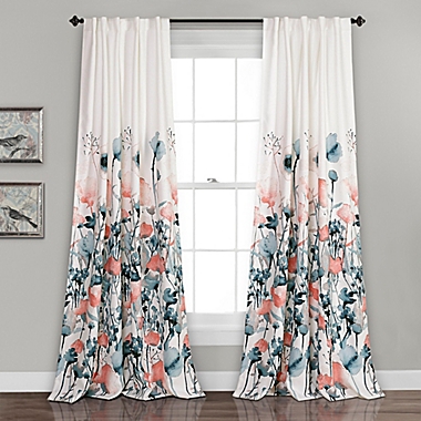 Zuri Flora 84-Inch Room Darkening Window Curtain Panels in Blue (Set of 2). View a larger version of this product image.