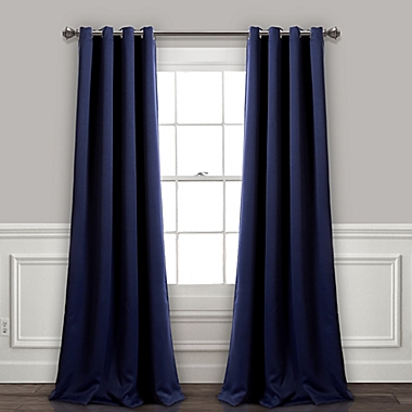 Insulated 84-Inch Grommet Room Darkening Window Curtain Panels in Navy (Set of 2). View a larger version of this product image.