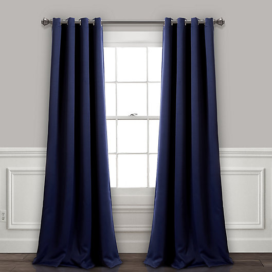 Alternate image 1 for Insulated 84-Inch Grommet Room Darkening Window Curtain Panels in Navy (Set of 2)