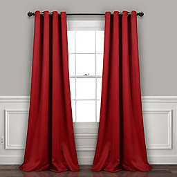 Insulated 84-Inch Grommet Room Darkening Window Curtain Panels in Red (Set of 2)
