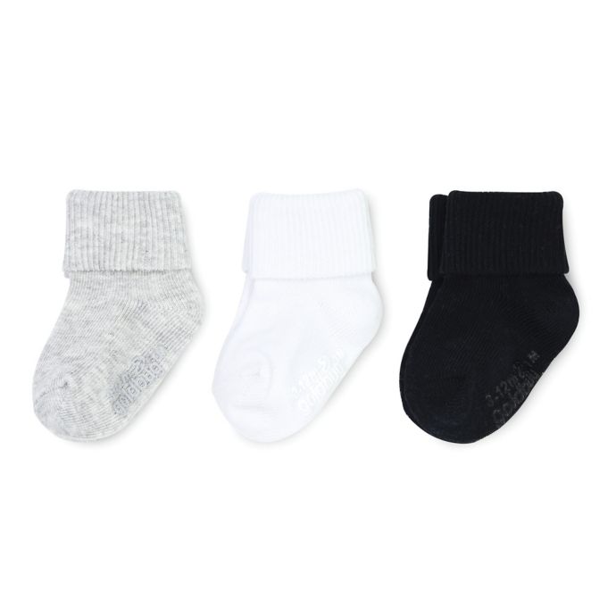 On The Goldbug™ 3-Pack Folded Cuff Socks in Grey/White/Black | Bed Bath ...