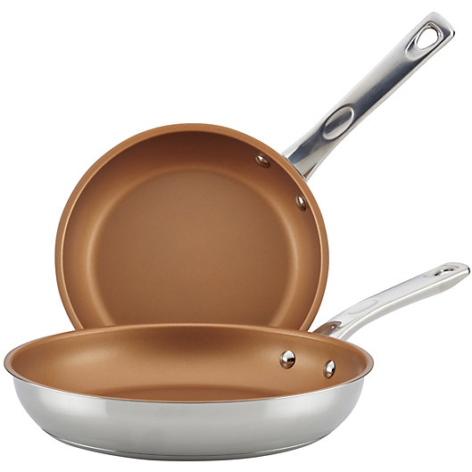 Alternate image 1 for Ayesha Curry™ Nonstick 2-Piece Stainless Steel Skillet Set