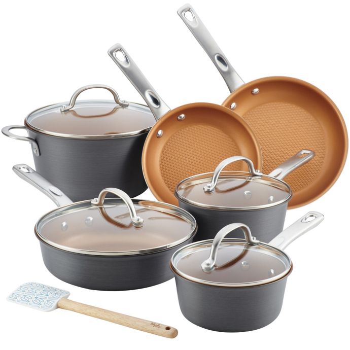 Ayesha Curry Hard Anodized Aluminum 11 Piece Cookware Set In Charcoal Grey