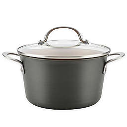 Ayesha Curry&trade; Hard Anodized Aluminum 4.5 qt. Covered Sauce Pot in Charcoal Grey