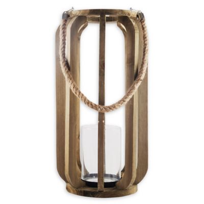 wood and glass candle holder