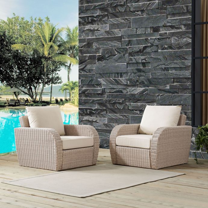 Crosley St Augustine Resin Wicker Patio Chairs With Cushions Set