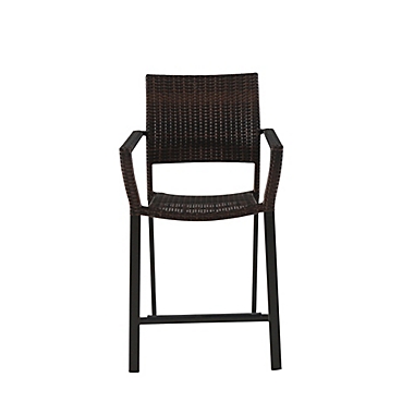 All-Weather Wicker Square Stacking Balcony Chairs in Brown (Set of 2). View a larger version of this product image.