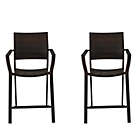 Alternate image 2 for All-Weather Wicker Square Stacking Balcony Chairs in Brown (Set of 2)