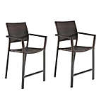 Alternate image 3 for All-Weather Wicker Square Stacking Balcony Chairs in Brown (Set of 2)