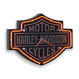 Harley-Davidson Etched Bar & Shield Shape Neon Clock
