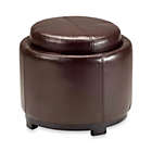 Alternate image 0 for Safavieh Hudson Leather Chelsea Round Tray Ottoman in Brown