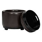Alternate image 2 for Safavieh Hudson Leather Chelsea Round Tray Ottoman in Brown