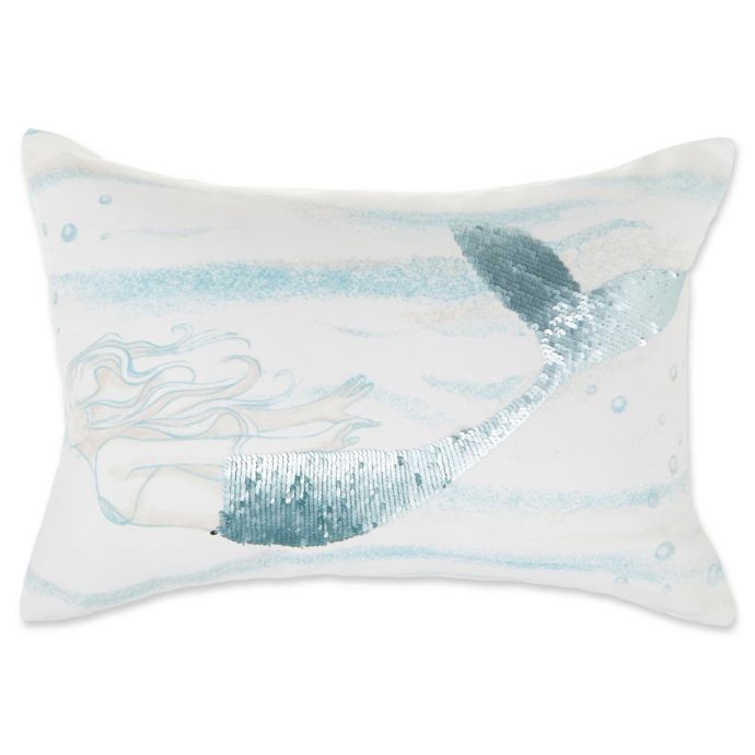 Mermaid Oblong Throw Pillow Cover In Aqua Bed Bath Beyond