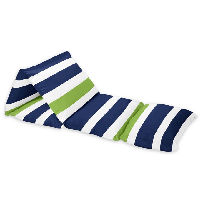 Sweet Jojo Designs Navy And Lime Stripe Floor Pillow Lounger Cover