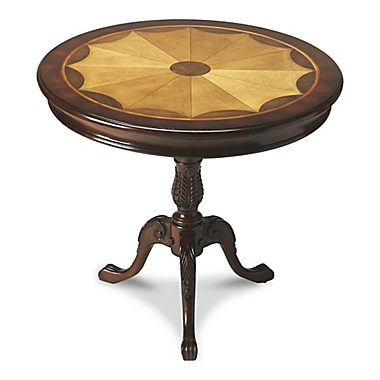 Butler Specialty Company Carissa Round Pedestal Table in Plantation Cherry. View a larger version of this product image.