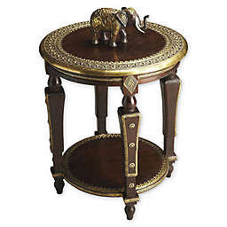 Butler Ranthore Round Brass Accent Table in Dark Brown