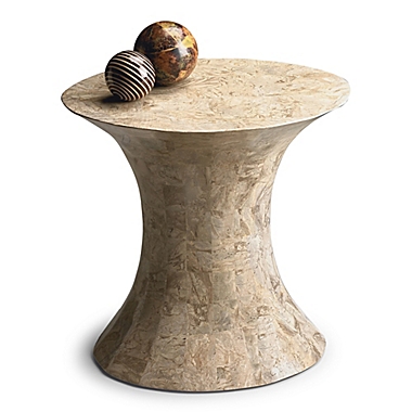 Butler Jaxon Oval Fossil Stone Side Table in Beige. View a larger version of this product image.
