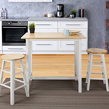 Casual Home 3-Piece Pub Style Breakfast Cart Set in White. View a larger version of this product image.