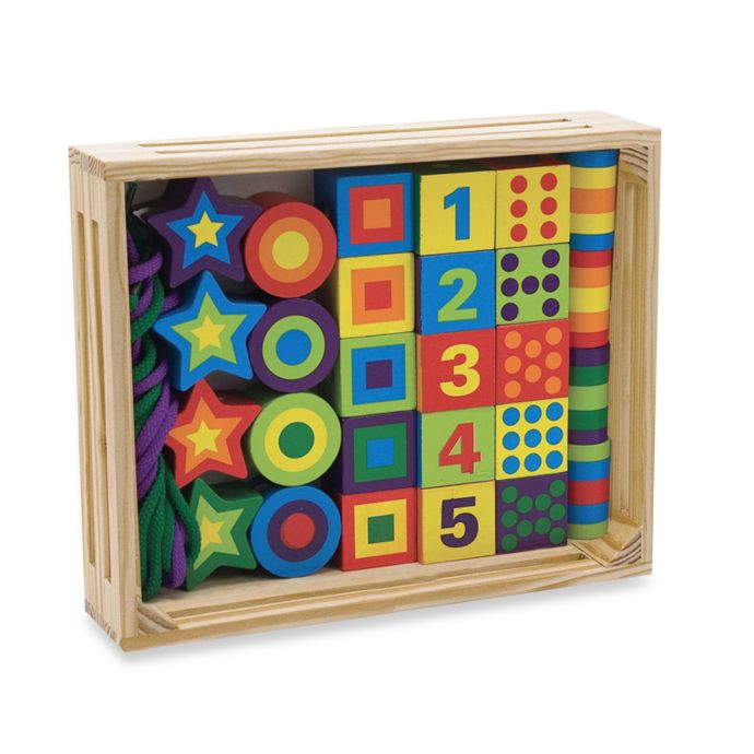 melissa & doug wooden lacing beads in a box