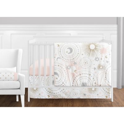 pink and gold crib set